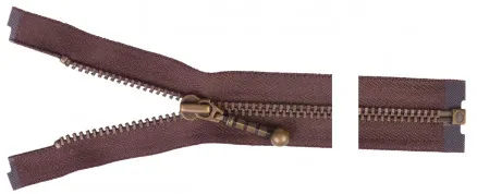 YKK Separating Zip Antique Brass 35cm 4mm Brown