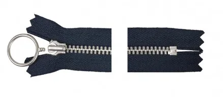 YKK Zip Aluminium Fixed w/Ring 35cm 4mm Navy