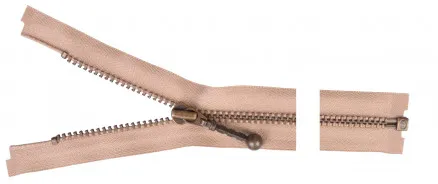 YKK Separating Zip Antique Brass 50cm 4mm Beige