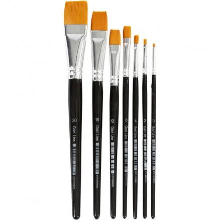 Gold Line Brushes, no. 0-20, W: 2-24 mm, flat, 7 pcs.