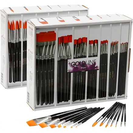 Gold Line Brushes, round + flat, W: 1-7 mm, 168 pcs / 168 pk.