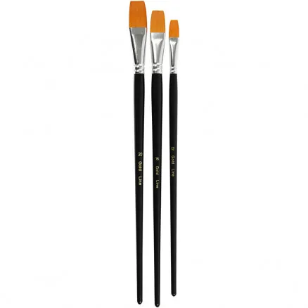 Gold Line Brushes, L: 30-33 cm, W: 12-20 mm, flat, 3 pcs/1 pack.