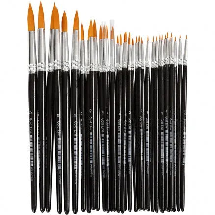 Gold Line Brushes, L: 17-21.5 cm, W: 1-7 mm, round, 36 pcs/1 pack.