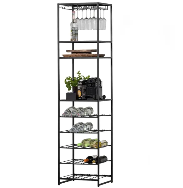 Reese, Wine rack, black, H185x45x40 cm, iron